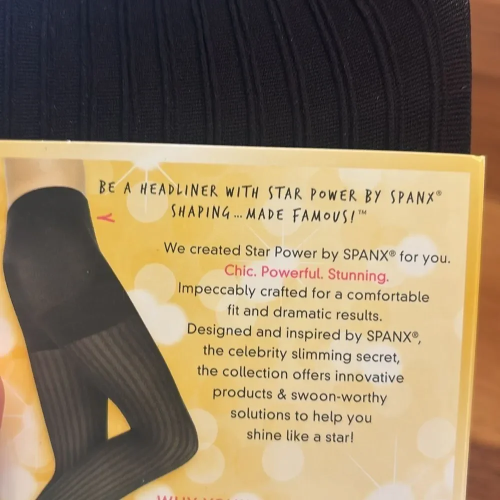 NEW Star Power by Spanx Center Stage Black Ribbed Row Tights Size C 1699